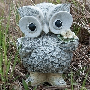 Roman's Pudgy Owl In Rain Boots Garden Statue-10838