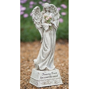 Roman's 14"H Memorial Garden Angel with Flowers – 65462