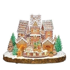 ROMAN MUSICAL LED GINGERBREAD HOUSE,WITH ROTATING TRAIN-132807
