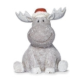 ROMAN MOOSE PUDGY PAL GARDEN STATUE WITH SANTA HAT-136593