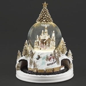 Roman Lighted Musical Dome Gold Trees, Rotating Train - 137619