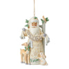 Jim Shore HWC White Woodland Santa Noel Ornament - 6012027