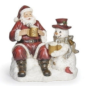 6"H Santa and Snowman Figure Drinking Hot Cocoa - 633000