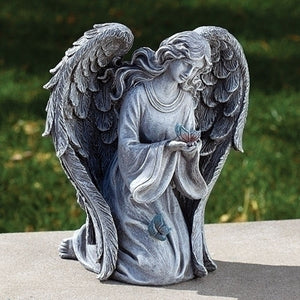 ROMAN SEATED ANGEL W/BUTTERFLY GARDEN STATUE-12585