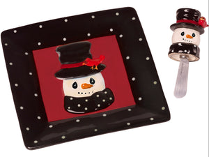Precious Moments Snowman Cheese Plate And Spreader - 171476