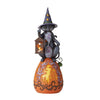 Jim Shore Heartwood Creek Black Cat w/Lighted Lantern Pumpkin Statue - 6006251