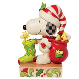 Jim Shore Peanuts Snoopy With Stocking and Woodstock-6008957