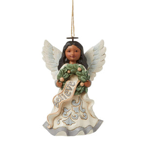 Jim Shore African American White Woodland Believe Angel Ornament-6010355