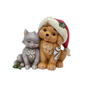 Jim Shore Kitten & Puppy with Santa Hat-6011485