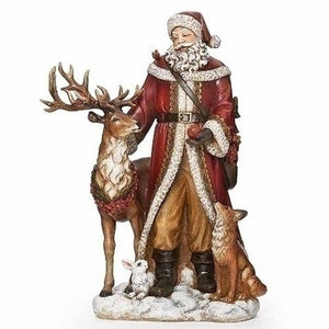 Joseph Studio 18.5" Santa With Deer, Fox, Cardinal, and Bunny-633403